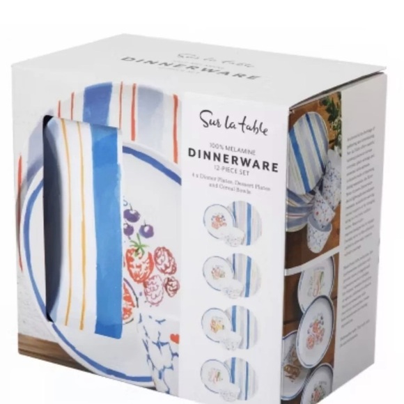 Sur La Table 12-Piece Multicolor Melamine Dinnerware Set 4 Place Settings - Picture 2 of 16
